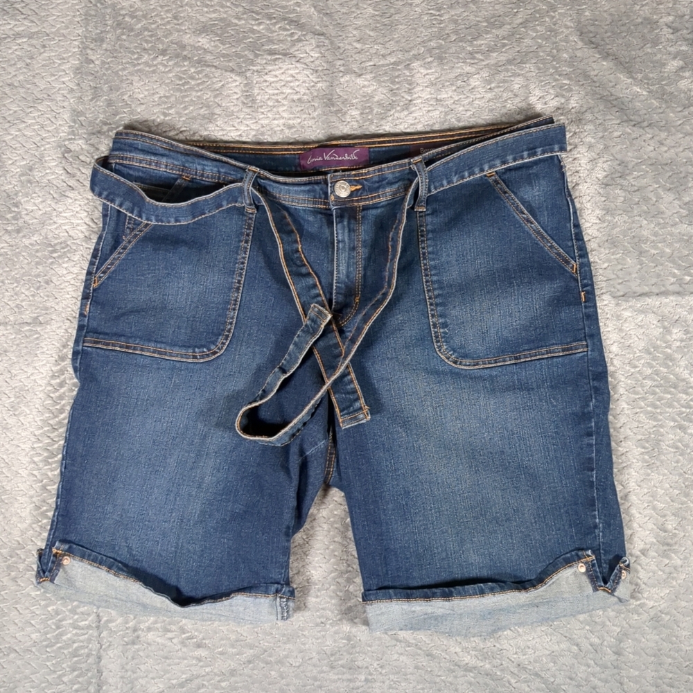 Womens 16W Gloria Vanderbilt Denim Jean Bermuda Short with Belt